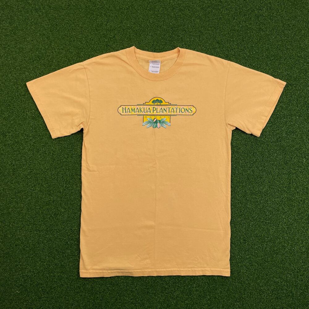 Vintage Gildan Yellow Hamakua Plantations Hawaii T-Shirt Sz S